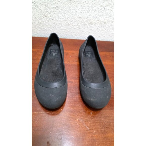 Crocs Black Women's Slip-On Flat Rubber Shoes Size 8 - Picture 2 of 10